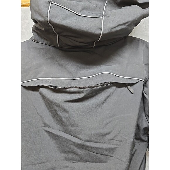 NWT Pinfin Men Windbreaker Jacket Black Size Lg Detachable Hood Zip Pockets - Picture 14 of 14